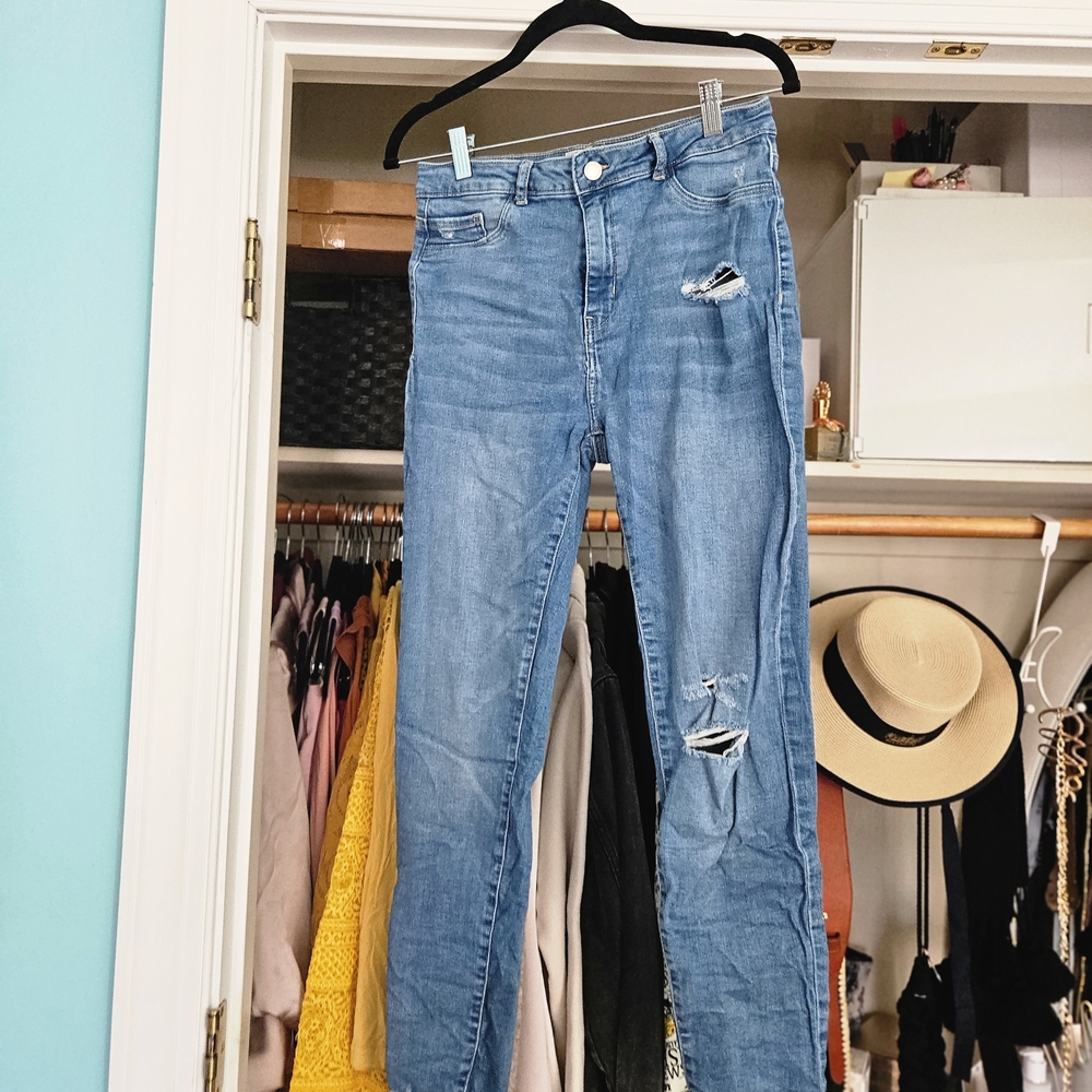 Tally Weijl Light Blue Ripped Skinny Jeans